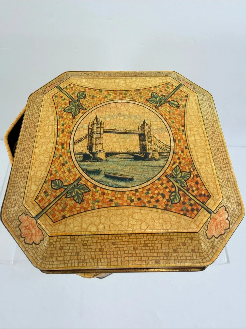 VTG Grant’s London Octagonal Coffee Tin 1950s English Litho Retro Kitchenalia
